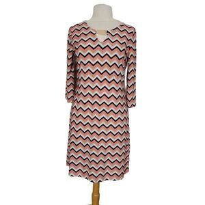 Tacera chevron multicolor midi dress 3/4 sleeves sz M